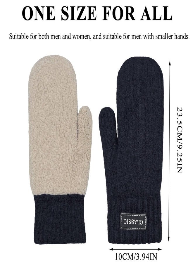 Beurlike Winter Mittens Gloves for Women Warm Fleece Lining Knit Thick Gloves for Cold Weather(Black) - Image 2