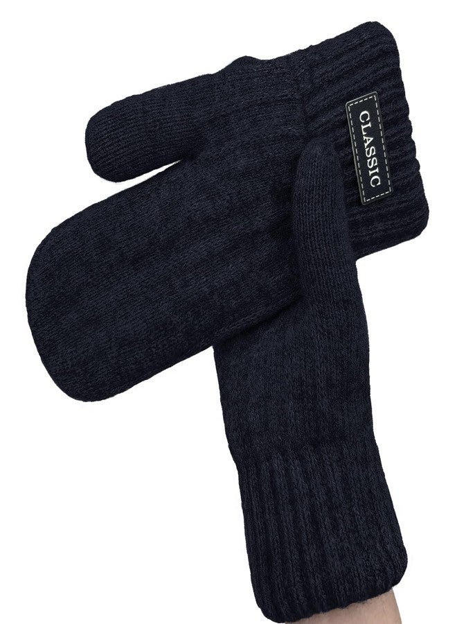 Beurlike Winter Mittens Gloves for Women Warm Fleece Lining Knit Thick Gloves for Cold Weather(Black) - Image 1