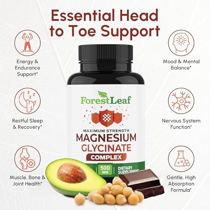 ForestLeaf Magnesium Glycinate 500mg Complex - Magnesium Supplement Capsules for Sleep and Calmness - Non-GMO, 3rd Party Tested - 150 Pills for Women & Men by ForestLeaf - Image 2