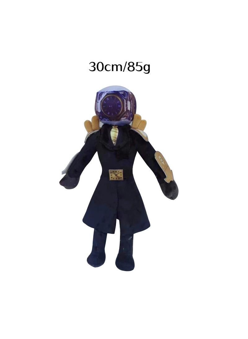 عام Skibidi Toilet Plush 30 cm Future Clock Man Plushies لعبة لمحبي هدية الرعب محشوة الشكل دمية للأطفال والكبار حشوات عيد ميلاد رائعة للأولاد والبنات