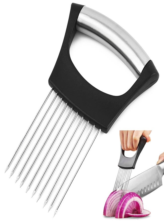 Lorzot Onion Holder for Slicing - Stainless Steel Onion Slicer & Vegetable Holder Cutting Tool for Onions, Tomatoes, Avocados, Eggs, Lemon, Potatos | Multi-Use Kitchen Utensil - Image 1