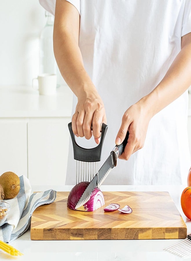 Lorzot Onion Holder for Slicing - Stainless Steel Onion Slicer & Vegetable Holder Cutting Tool for Onions, Tomatoes, Avocados, Eggs, Lemon, Potatos | Multi-Use Kitchen Utensil - Image 2