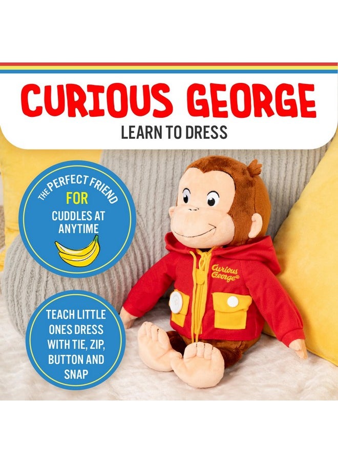كيدز بريفيرد - ألعاب محشوة على شكل قرد من Curious George تعلم كيفية ارتداء الملابس، هدايا ناعمة ولطيفة للأولاد والبنات الصغار - حيوان محشو مقاس 16 بوصة - Image 1