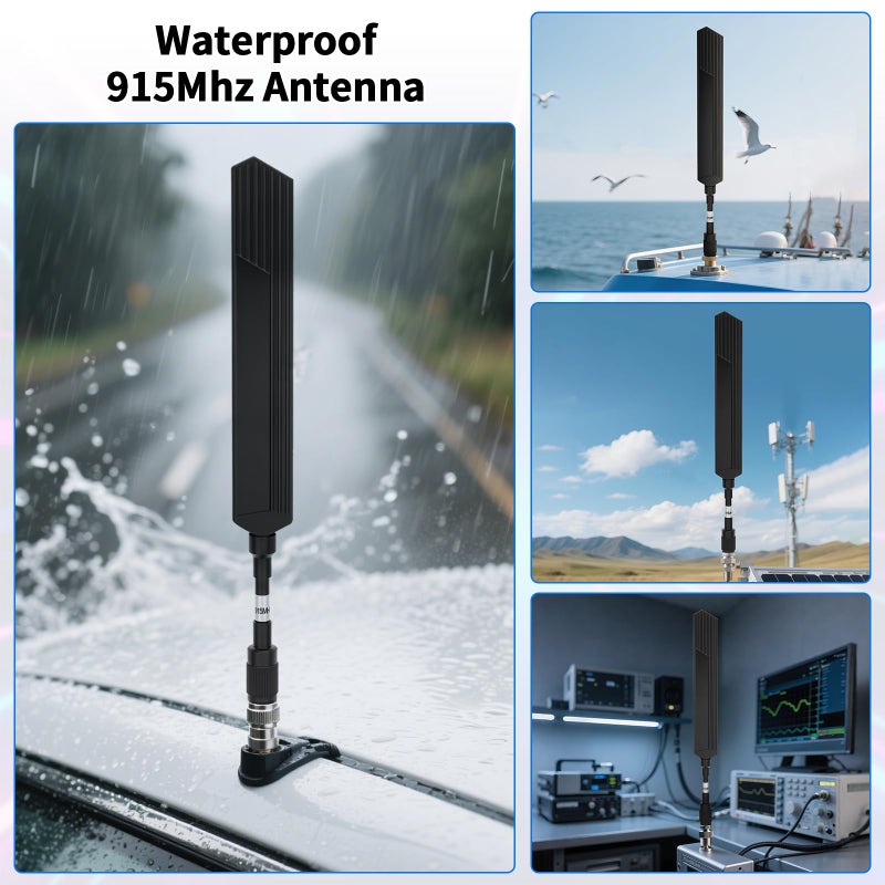 Meshnology Waterproof Meshtastic 915MHz LoRa Antenna 10dBi Gain Long Range Outdoor Antenna 20cm Omni SMA Male for ESP32 LoRa V3 RAK Development Board 915MHz Antenna with 10cm Extension Cable Two Black - Image 2
