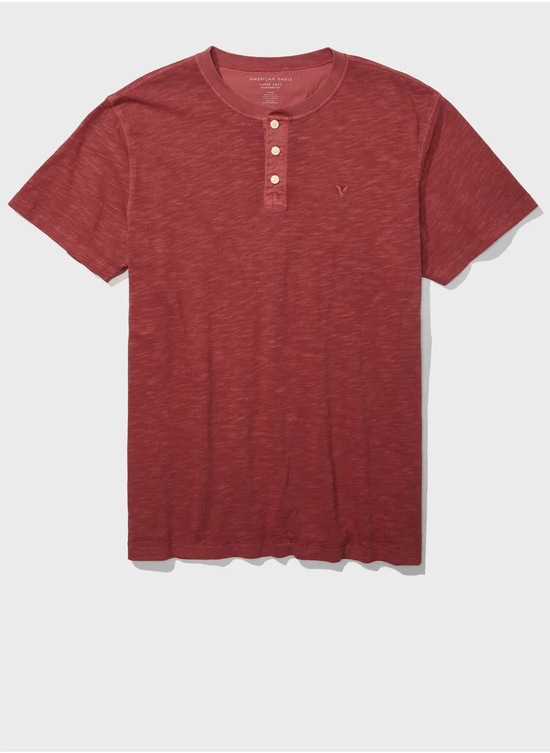 American Eagle Washed Henley T-Shirt