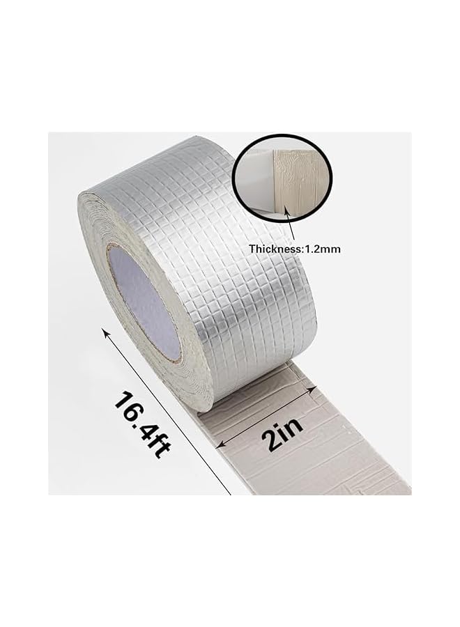 PROMASS Professional Waterproof Tape, Aluminum Butyl Rubber Tape 2" x 16 ft, Outdoor All Weather Self-Adhesive Leak Proof Repair Tape for RV Roof, Bathtub Hole Patching, Window, Boat and Pipe Sealing  - Image 2