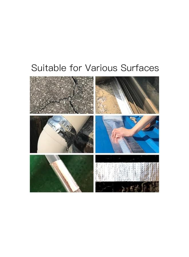 PROMASS Professional Waterproof Tape, Aluminum Butyl Rubber Tape 2" x 16 ft, Outdoor All Weather Self-Adhesive Leak Proof Repair Tape for RV Roof, Bathtub Hole Patching, Window, Boat and Pipe Sealing  - Image 5
