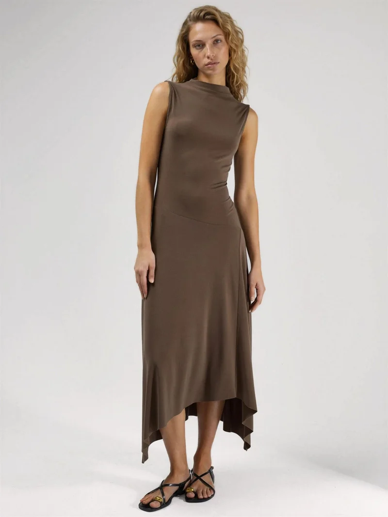 هيكاب Asymmetric Midi Sandy Dress