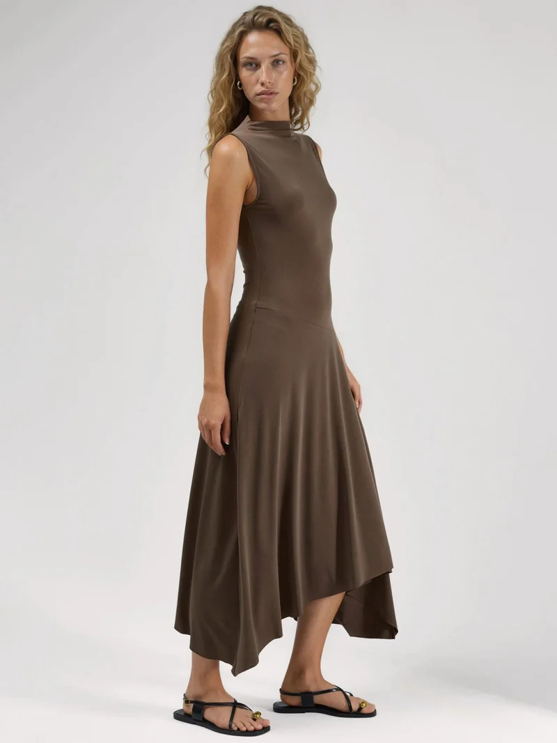 هيكاب Asymmetric Midi Sandy Dress