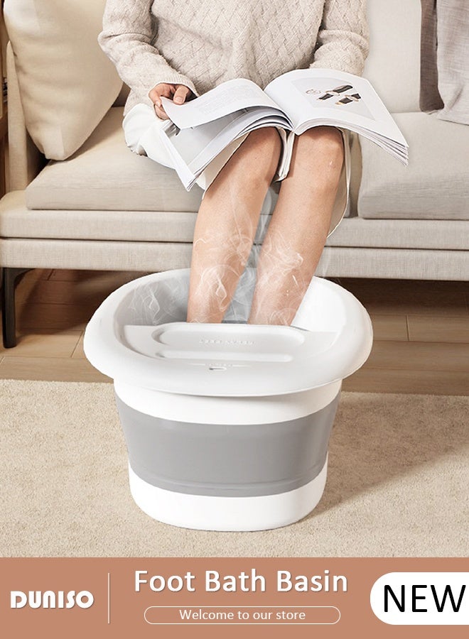 DUNISO Collapsible Foot Soak Tub Foldable Foot Bath Tub With Cover Large Capacity Foot Washing Basin Portable Foot Bath Basin for Soaking Feet Storable Plastic Foot Soaking Tub for At Home Relax Foot Spa Treatment  - Image 1