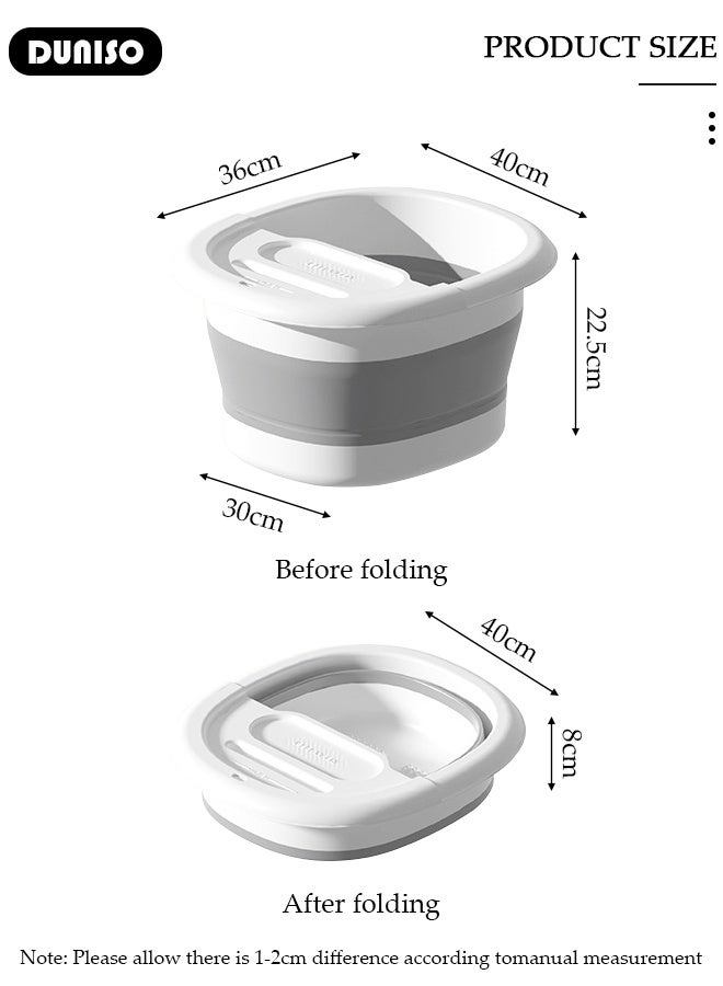 DUNISO Collapsible Foot Soak Tub Foldable Foot Bath Tub With Cover Large Capacity Foot Washing Basin Portable Foot Bath Basin for Soaking Feet Storable Plastic Foot Soaking Tub for At Home Relax Foot Spa Treatment  - Image 2