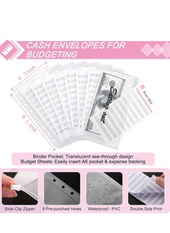 Generic A6 Leather Binder /6 Ring Binder Cover 8Pcs Binder Pockets 12Pcs Expense Budget Sheets & 2Pcs Categories Sticker Labels Money Saving Binder for Budgeting(Pink)  - Image 5