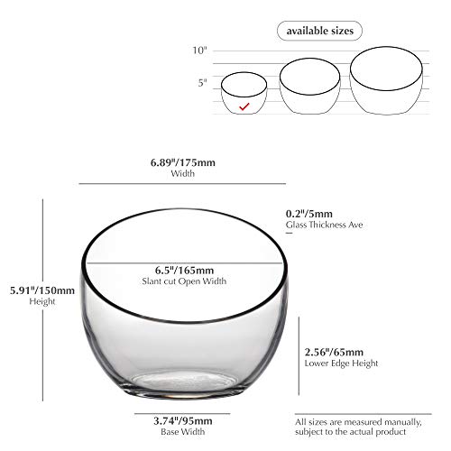 WGVI Clear Slant Cut Bowl Glass Vase, Glass Terrarium, Candy Dish, Glassware, Slant Open: 7". Height: 6" x 2.7". Base: 4" (1 Piece) - Image 2