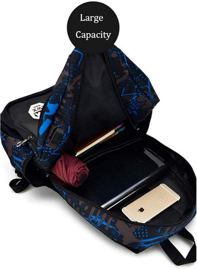 HALAMODO 3PCS School Backpack Set, Portable Casual Daypack for Boys Girls, Students Shoulder Bag, Laptop Backpack, with Sling Crossbody Bag and Storage Book Bags, College Office Travel - Image 5
