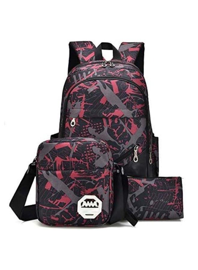 HALAMODO 3PCS School Backpack Set, Portable Casual Daypack for Boys Girls, Students Shoulder Bag, Laptop Backpack, with Sling Crossbody Bag and Storage Book Bags, College Office Travel - Image 2