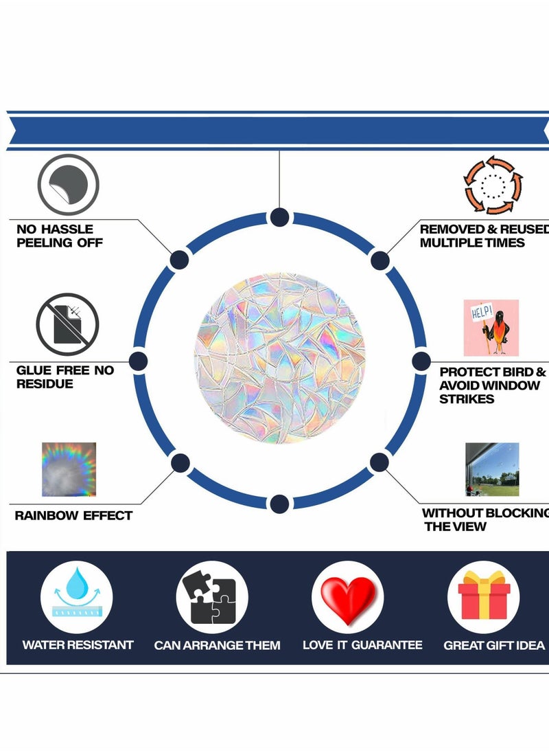 Y&D - Static Window Clings, 16 Pcs Hexagons and Bee Anti-Collision Decals to Save Birds from Collisions, Non Adhesive Prismatic Vinyl Rainbow Stickers - Image 1