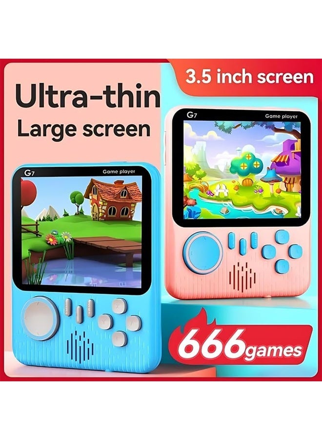DUNISO Mini G7 game console, handheld game console, 3.5 inches, 666-in-1 retro video game box, can accommodate 2 players  - Image 2