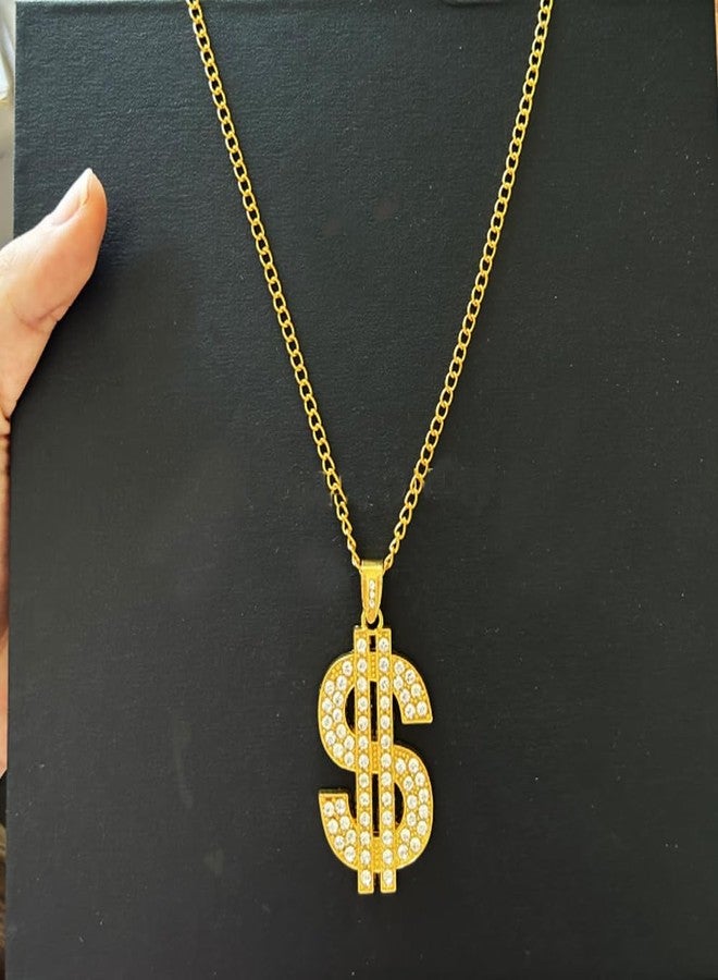 Fejapa 24 Pack Gold Chain Necklaces Dollar Sign Necklaces Fake Dollar Gold Plated Chain for Men Women Party Pendant Necklace Hip Hop Jewelry Mardi Gras Beads Bling on Dollar Fashion 80s 90s Hip Hop Accessory - Image 5