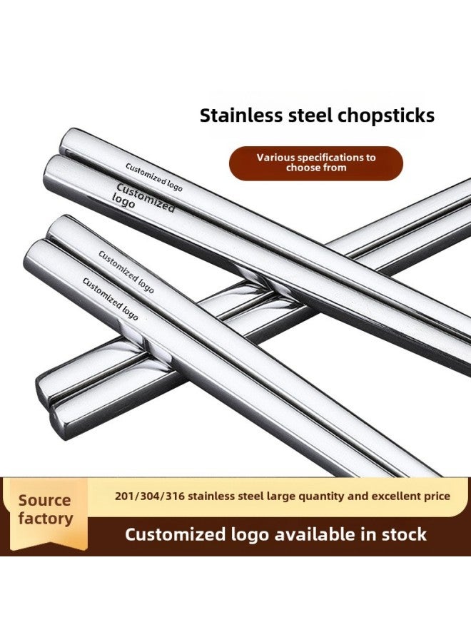 Food Grade 316 Stainless Steel Chopsticks 304 All Square Chopsticks Household Hotel Restaurant Custom Logo Hollow Heat Insulation Non-slip-Color:(316 Full Square Chopsticks) Bare Body-Specifications:25CM(33g)  - Image 2