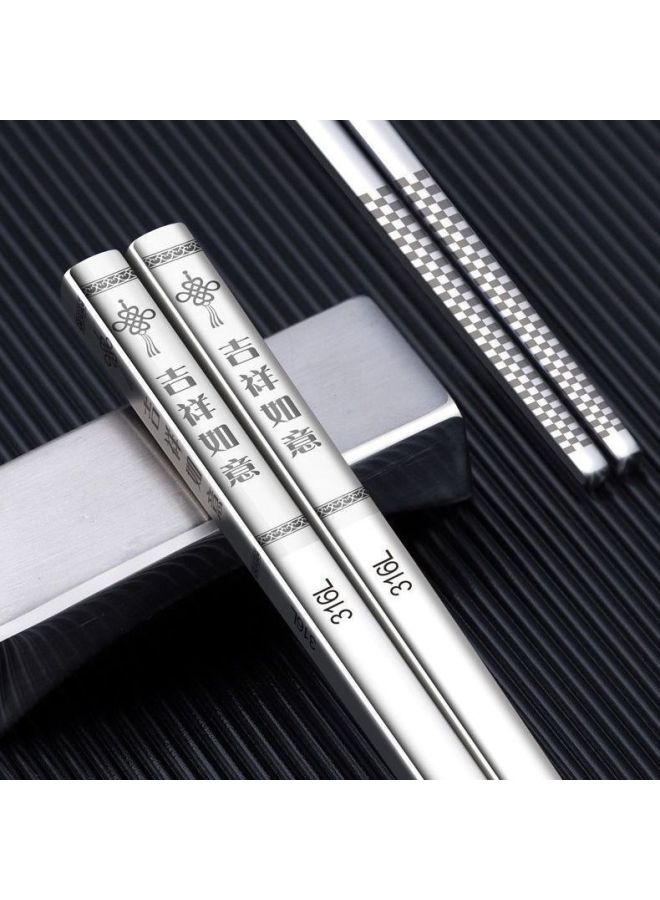 Food Grade 316 Stainless Steel Chopsticks 304 All Square Chopsticks Household Hotel Restaurant Custom Logo Hollow Heat Insulation Non-slip-Color:(316 Full Square Chopsticks) Bare Body-Specifications:25CM(33g)  - Image 5