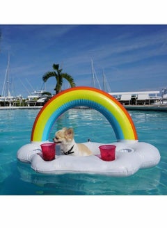 Inflatable Rainbow Cloud Drink Float, Large Capacity Pool Cooler Drink Holder Floating Beverage Salad Fruit Serving Bar Pool Float Party, Water Fun Decorations and Pool Toys for Adults and Kids