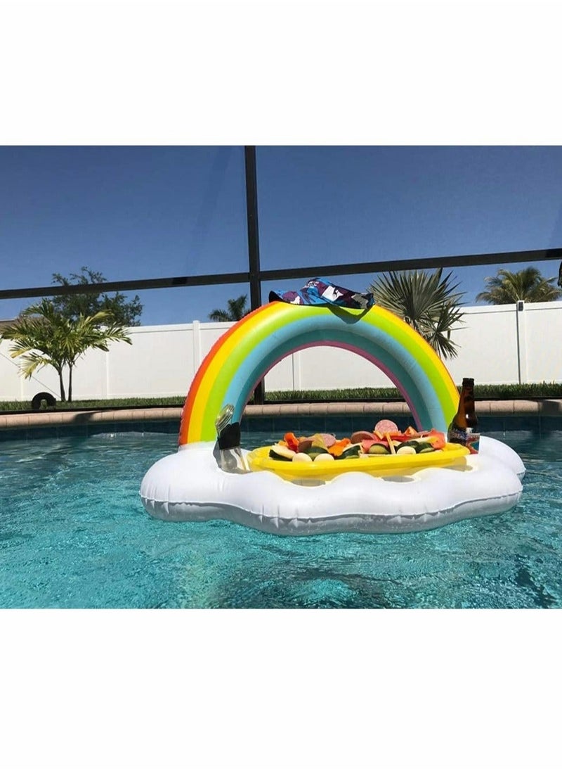 Generic - Inflatable Rainbow Cloud Drink Float, Large Capacity Pool Cooler Drink Holder Floating Beverage Salad Fruit Serving Bar Pool Float Party, Water Fun Decorations and Pool Toys for Adults and Kids - Image 1