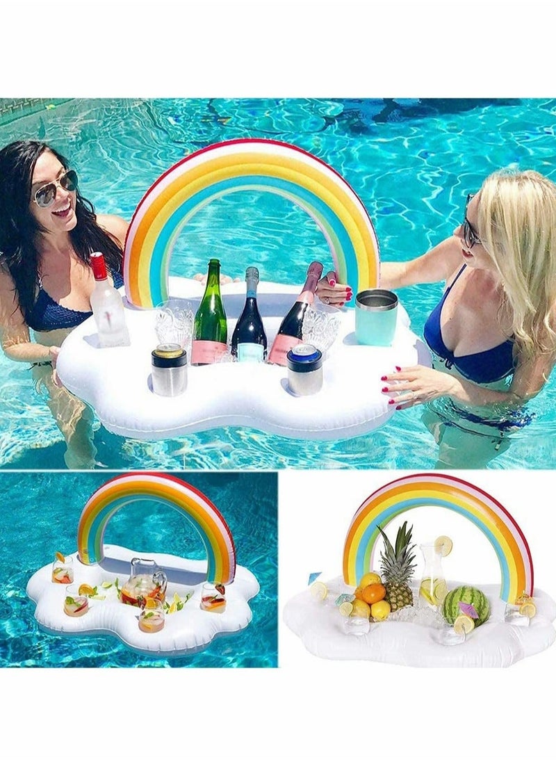 Generic - Inflatable Rainbow Cloud Drink Float, Large Capacity Pool Cooler Drink Holder Floating Beverage Salad Fruit Serving Bar Pool Float Party, Water Fun Decorations and Pool Toys for Adults and Kids - Image 1