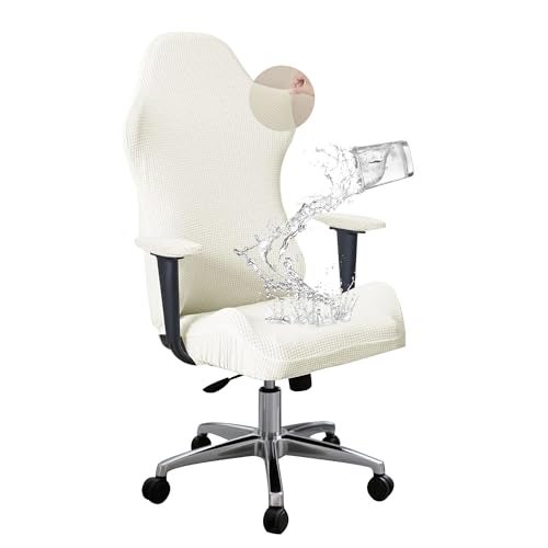 FORCHEER Gaming Chair Cover with Armrest Covers Cream Water Repellent Jacquard Computer Game Chair Slipcover with Attached Arms Cat Scratch Proof Washable Removable - Image 1