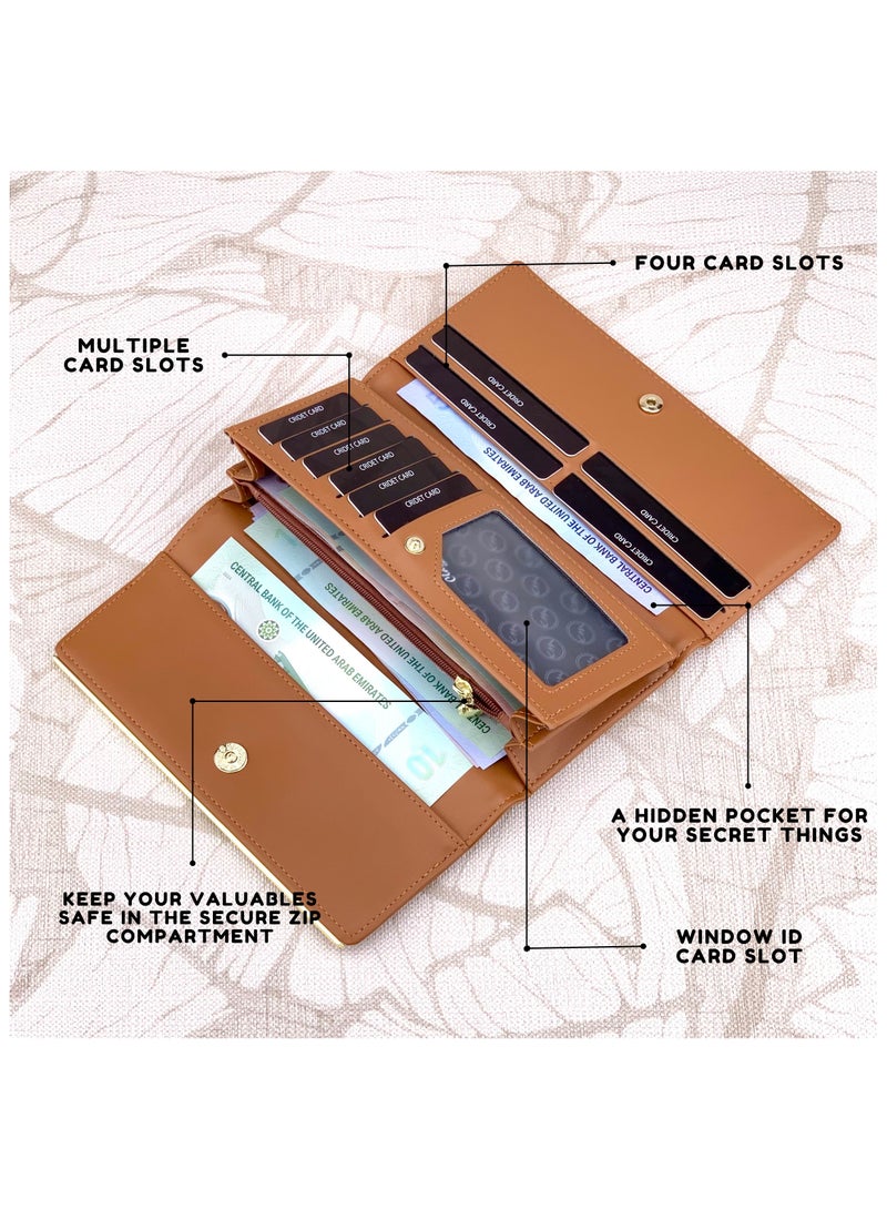كلاسيك ميلانو - محفظة نسائية أنيقة من الجلد الصناعي مع حافظة بطاقات | محفظة عملات معدنية للنساء | محفظة نسائية نحيفة للاستخدام اليومي والسفر والهدايا - Image 2