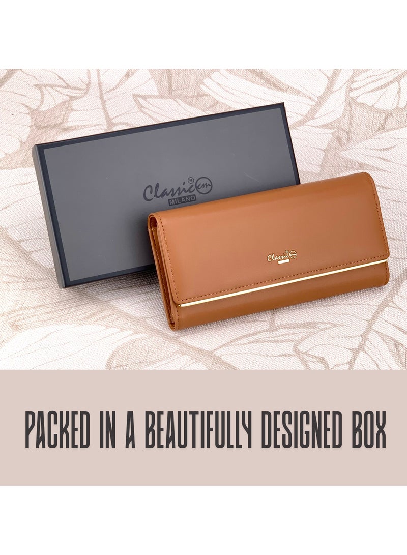 كلاسيك ميلانو - محفظة نسائية أنيقة من الجلد الصناعي مع حافظة بطاقات | محفظة عملات معدنية للنساء | محفظة نسائية نحيفة للاستخدام اليومي والسفر والهدايا - Image 5