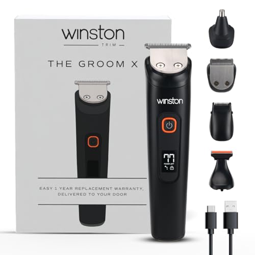 Winston Groom X 5 in 1 Grooming Set for Men with 8 Length Attachment Comb, IPX7 Waterproof Design, Fast Charging Face, Ear, Nose, Beard, Body Hair Trimmer for Men - Image 1