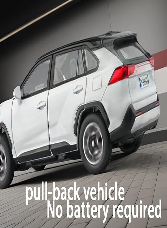 ERBADIHAGO Model Car Compatible for 1/32 RAV4 Toy Car Alloy Diecast Collectible Model with Light and Sound Toy Vehicle for Boys Kids Toddler Gift White Car - Image 4