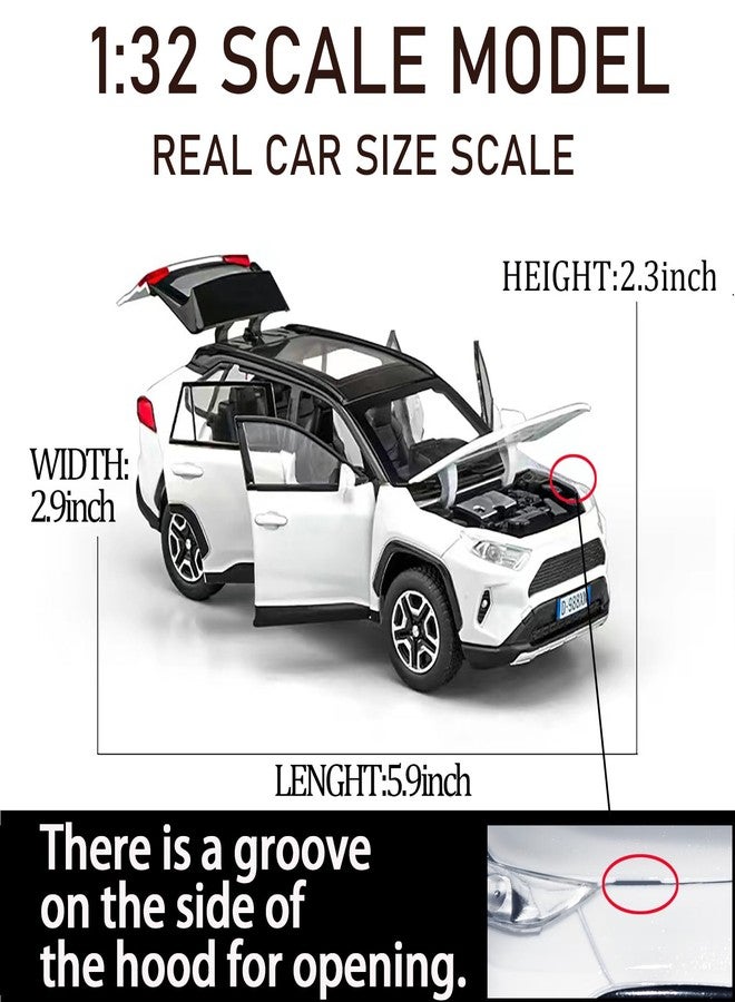 ERBADIHAGO Model Car Compatible for 1/32 RAV4 Toy Car Alloy Diecast Collectible Model with Light and Sound Toy Vehicle for Boys Kids Toddler Gift White Car - Image 5