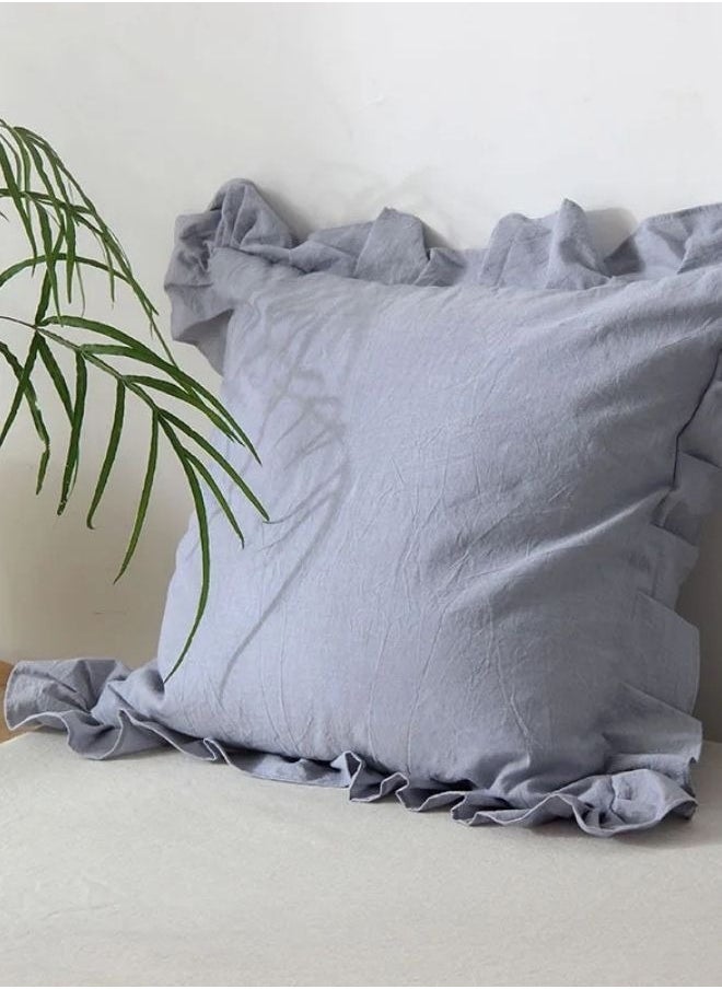 LUNA Home 1 Piece 50*50Cm Size Premium Cushion Cover Ruffle Edge Princess Style Soft Quality Coin Grey 