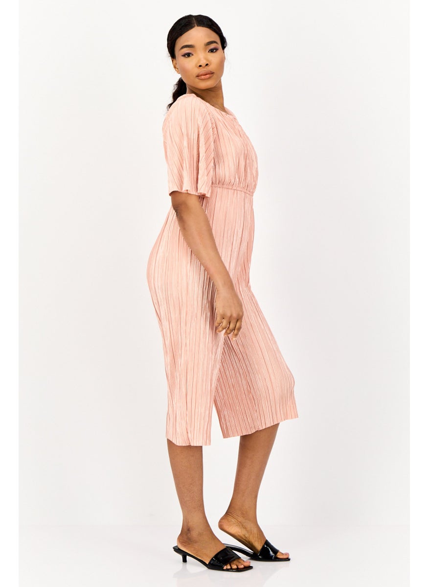 ONLY Women Ribbed Short Sleeves Jumpsuits, Peach  - Image 4