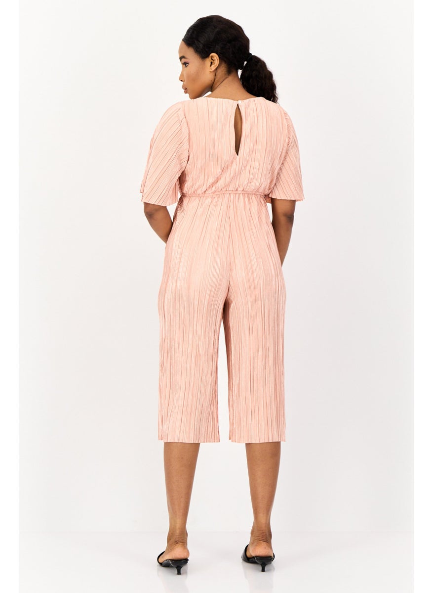 ONLY Women Ribbed Short Sleeves Jumpsuits, Peach  - Image 3