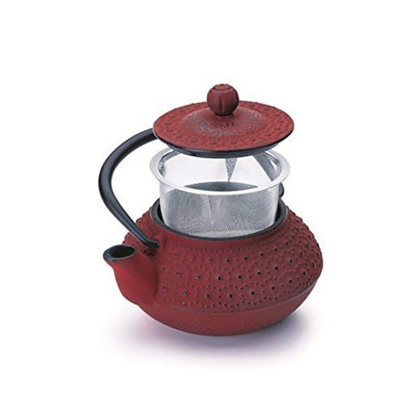 IBILI Cast Iron Hanoi Teapot 03 Litres Enamel Interior Induction Safe RedBlack