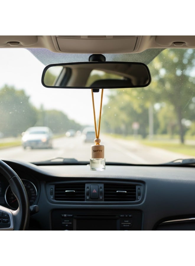 Sniffy New Car Hanging Air Freshener Bottle Alcohol Free, Spill Proof Liquid Car Perfume with Wooden Cap for Car Interior, Home & Office - Image 5