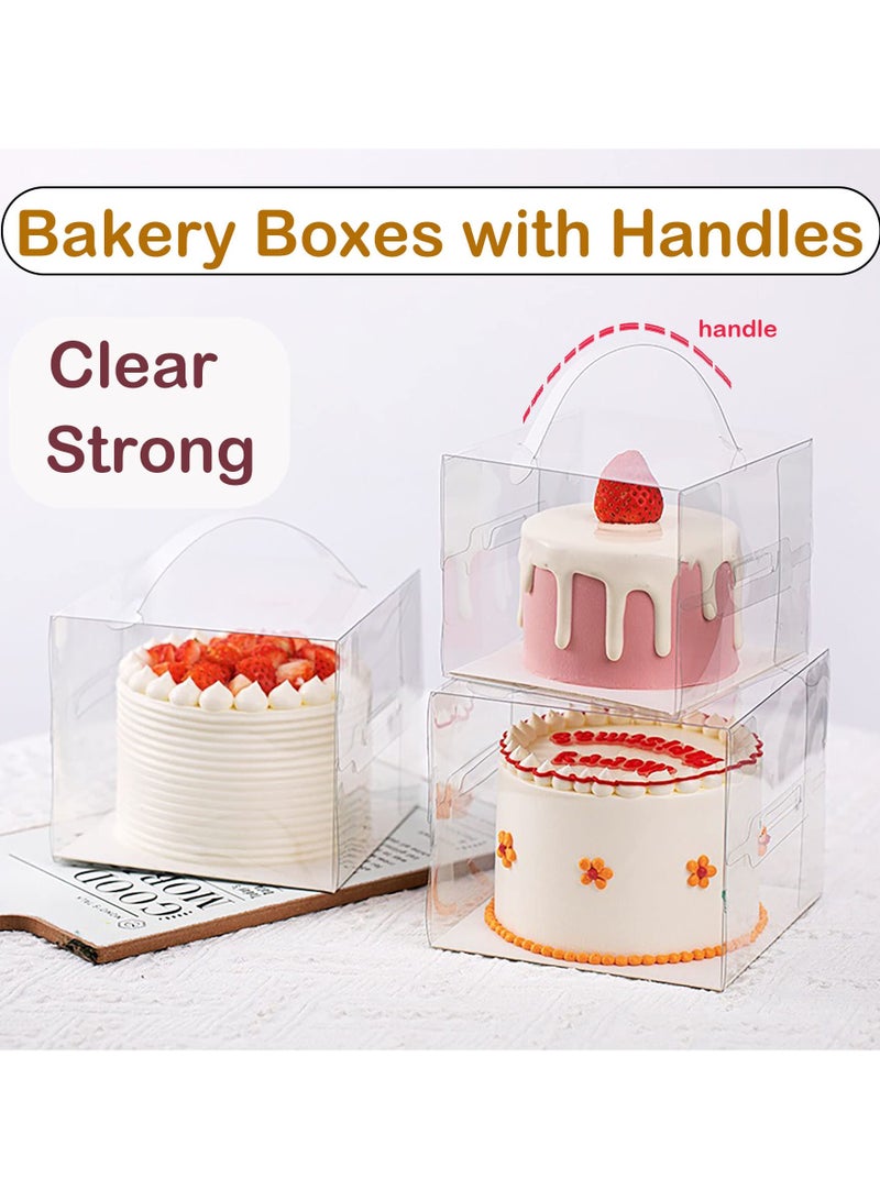 SYOSI صناديق كعك شفافة SYOSI 25 قطعة، صناديق كعك بلاستيكية شفافة مع قاعدة ومقابض لتعبئة الكعك والمعجنات والبسكويت والكوكيز - Image 5