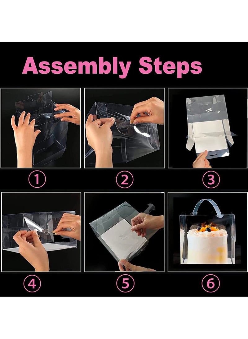 SYOSI صناديق كعك شفافة SYOSI 25 قطعة، صناديق كعك بلاستيكية شفافة مع قاعدة ومقابض لتعبئة الكعك والمعجنات والبسكويت والكوكيز - Image 3