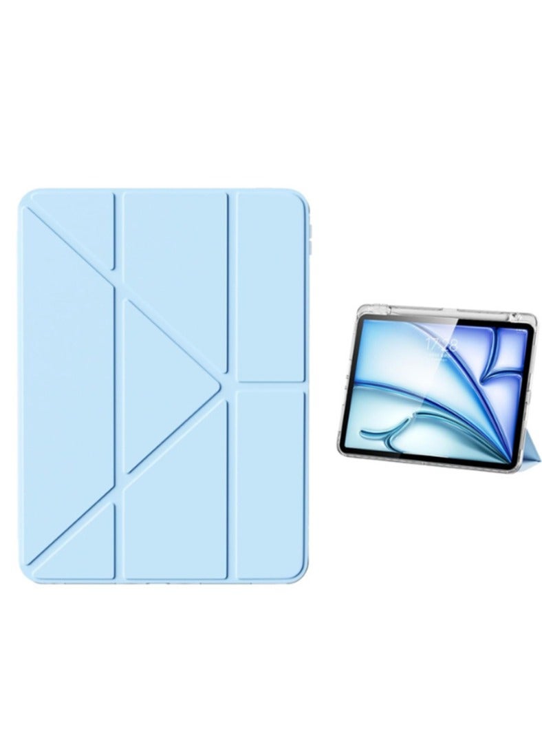 Case for iPad Pro 2024 5th M4 11-Inch，  Triple Fold Y-shaped Design With Multiple Angles, Leather Tablet Cover With Pen Slot, Automatic Wake-up/sleep, Blue - Image 4