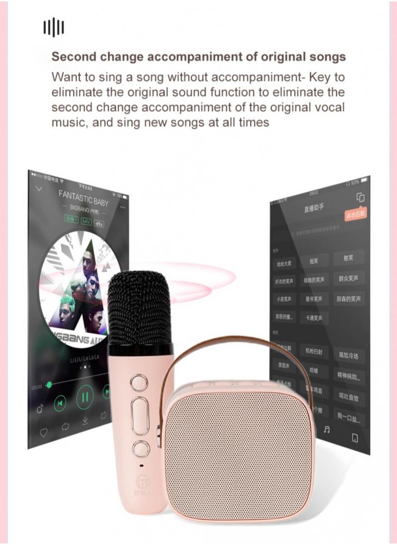 Karaoke Portable Wireless Bluetooth Speakers with Microphone One Click Original Vocal Elimination Auto Connection at Startup Ideal for Family Gatherings and Entertainment