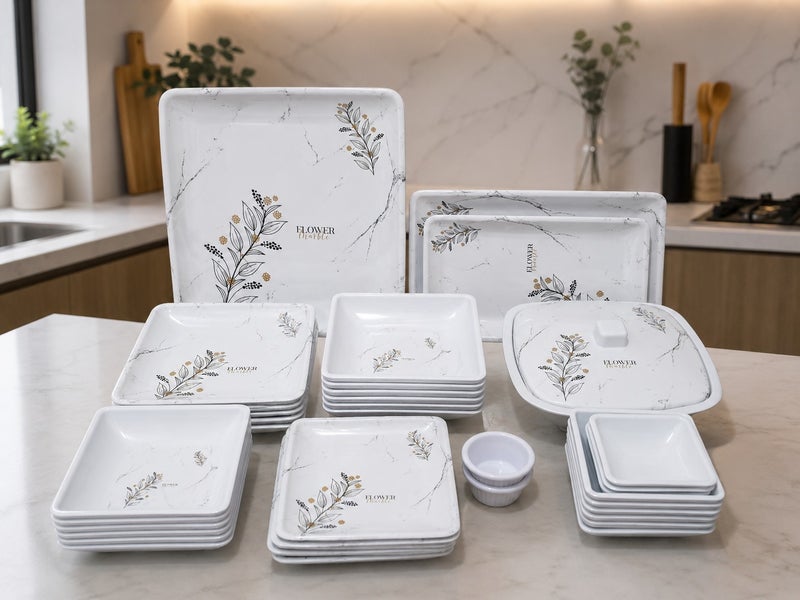 square melamine set, 40 pieces - Image 1