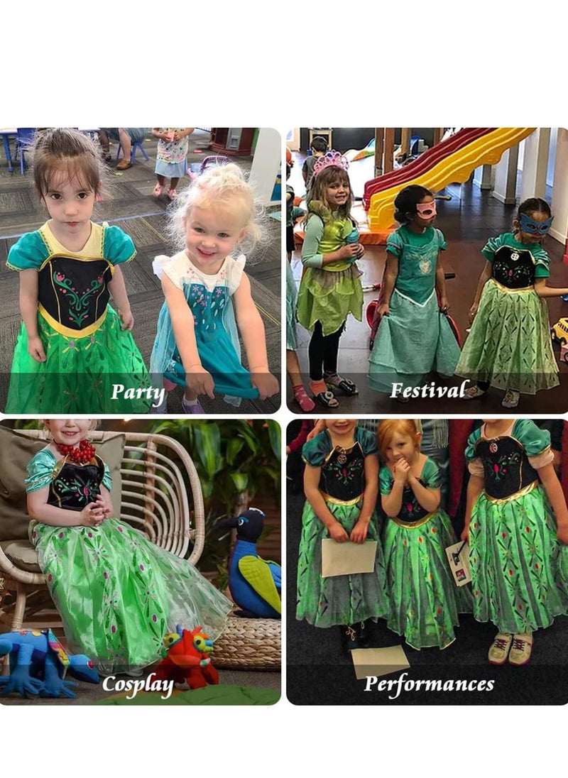 Excefore Girls Princess Costume Dress up, Apple Green, with Accessories, Snow Party Cosplay Fancy Dress, 6-7/130cm  - Image 4