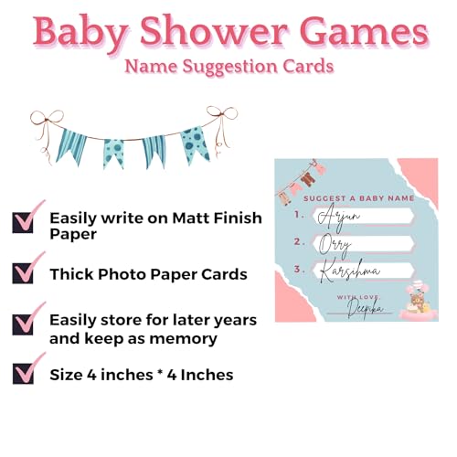 The Decor Cycle, Pack of 20, Baby Shower Decoration Items Gift Cards for Games Wishes Name Suggestion Family Members, Blue and Pink, Size: 4x4 Inches - Image 4