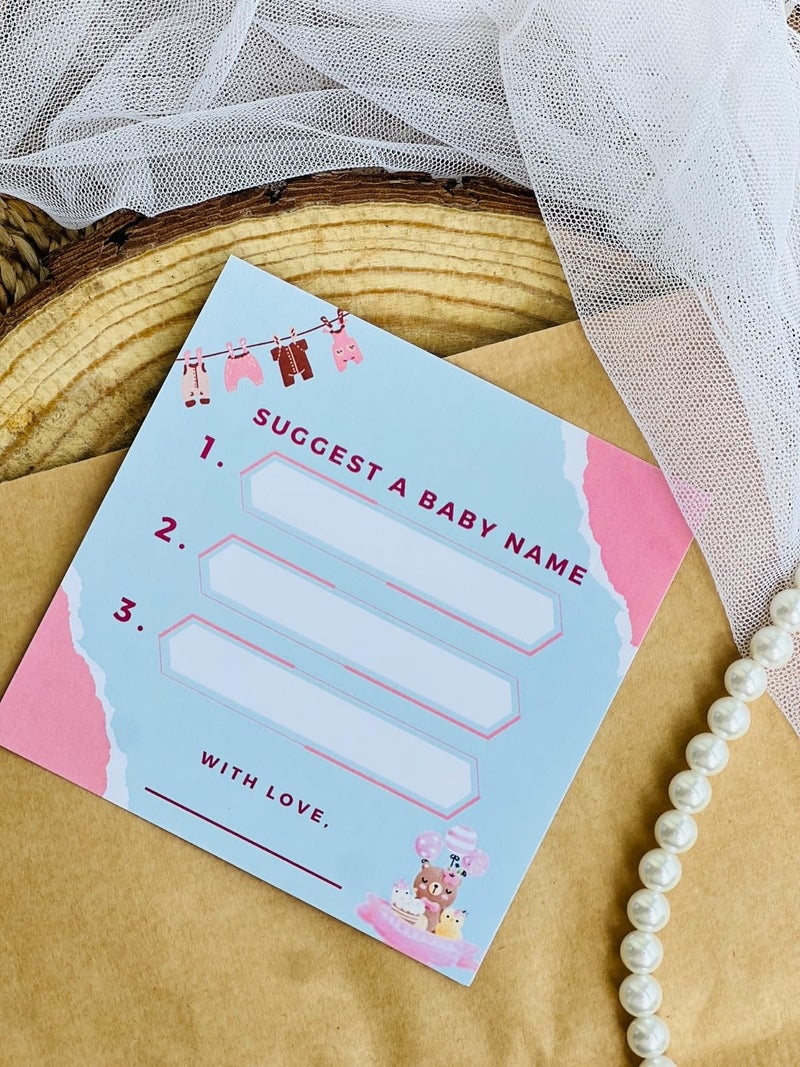 The Decor Cycle, Pack of 20, Baby Shower Decoration Items Gift Cards for Games Wishes Name Suggestion Family Members, Blue and Pink, Size: 4x4 Inches - Image 2