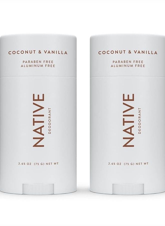 native - Deodorant | Natural Deodorant for Women and Men, Aluminum Free with Baking Soda, Probiotics, Coconut Oil and Shea Butter | Coconut & Vanilla - Pack of 2 - Image 1