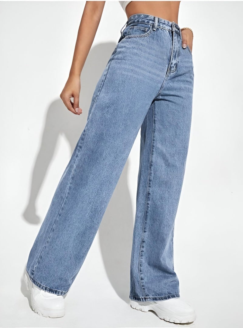 Ben Martin Baggy Jeans for Women || Women,s Loose Jean Pants || Oversized Jean's for Women's || Wide Leg Jean,s for Woman || Casual Jins for Woman's || Loose Jin Pant for Woman,s Light Blue - 30 - Image 2
