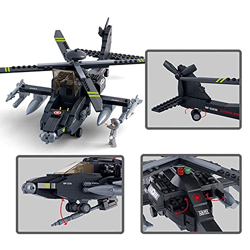 Sluban Military Blocks Army Bricks Toy - Ah-64 Apache Helicopter,293 pieces - Image 3