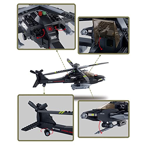 Sluban Military Blocks Army Bricks Toy - Ah-64 Apache Helicopter,293 pieces - Image 4